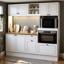 Ver mais imagens de Cozinha Compacta Isis 8 Portas 1 Gaveta Branco/Ebano com Tampo