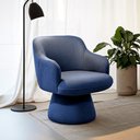 Ver imagem 2 de Poltrona Jade Base Cone Giratória Linho Azul Marinho - Nexta Casa