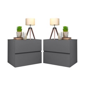Kit 2 Mesa de cabeceira eros 45 estilo moderno europeu cor cinza