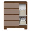 Ver imagem 4 de Cômoda Sapateira Olímpia 1 Portas e 4 Gavetas Nogueira/capuccino - Móveis Albatroz