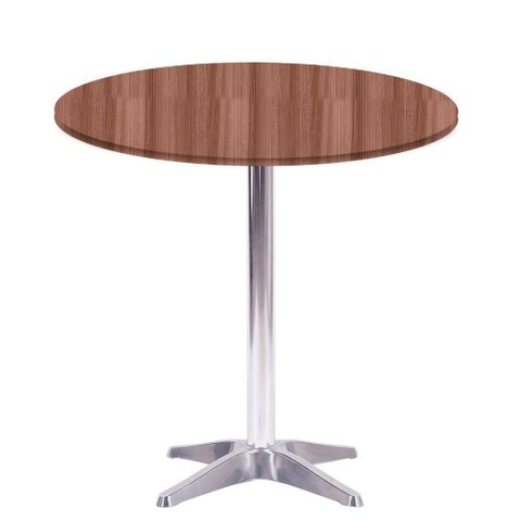 Mesa Delta em Alumínio 75 Cm (alt) Base em X Tampo Mdp Redondo 60 Cm (larg) X 2,50 Cm (alt) Walnut