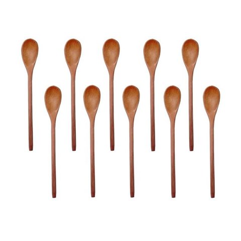 Kit 10 Peças Colher de Pau Madeira Modelos Mingau 27 cm