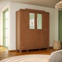 Ver imagem 1 de Guarda-Roupa 4 Portas com Espelho sem Aplique Estrutura em Madeira Cobre Marrom/Castanho