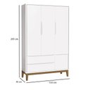Ver imagem 4 de Berço Americano e Guarda Roupa 3 Portas New Classic Branco com Pés Madeira e Colchão Gazin – Reller
