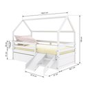 Ver imagem 5 de Bicama Casinha Solteiro Slim Rb com Kit Escada/escorregador Grade de Proteção Branco Housin
