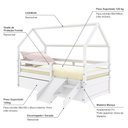 Ver imagem 4 de Bicama Casinha Solteiro Slim Rb com Kit Escada/escorregador Grade de Proteção Branco Housin