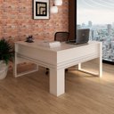 Ver mais imagens de Mesa de Canto para Escritório em L Angular Detalhe Ripado Branco