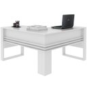 Ver imagem 1 de Mesa de Canto para Escritório em L Angular Detalhe Ripado Branco