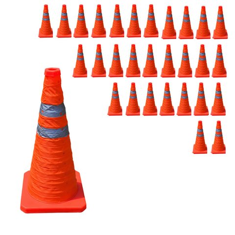 Cone Retratil Rodovia Kit 29 Uni Guarda Segurança Dobravel Sinalizador Baliza Estrada Estacionamento