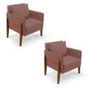 Ver imagem 1 de Kit 02 Poltronas Lana Veludo Base de Madeira - D’Rossi Rose
