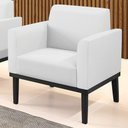 Ver imagem 2 de Poltrona Decorativa Base Madeira Preto Maressa Sintético Branco - Ibiza