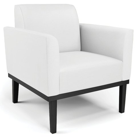 Poltrona Decorativa Base Madeira Preto Maressa Sintético Branco - Ibiza