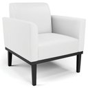 Ver imagem 1 de Poltrona Decorativa Base Madeira Preto Maressa Sintético Branco - Ibiza