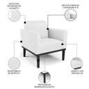 Ver imagem 3 de Poltrona Decorativa Base Madeira Preto Maressa Sintético Branco - Ibiza