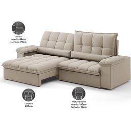 Sofá Sideral Retrátil e Reclinável com Molas no Assento 2,00m Velosuede - Netsofas  - 2