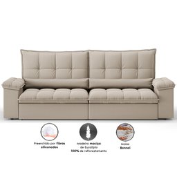 Sofá Sideral Retrátil e Reclinável com Molas no Assento 2,00m Velosuede - Netsofas  - 3