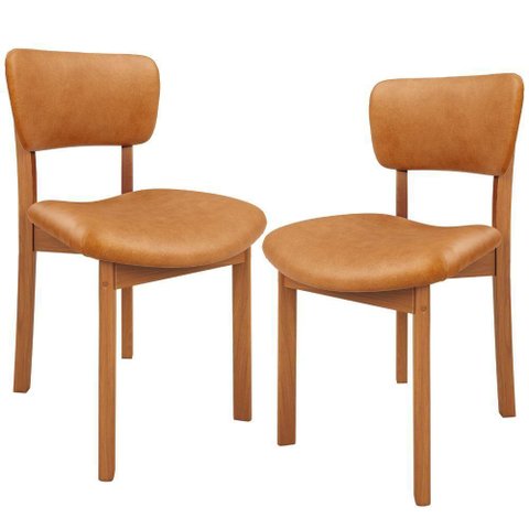 Kit 02 Cadeiras para Sala de Jantar Cozinha Living Estofada Dara L02 Couríssimo Whisky - Lyam Decor