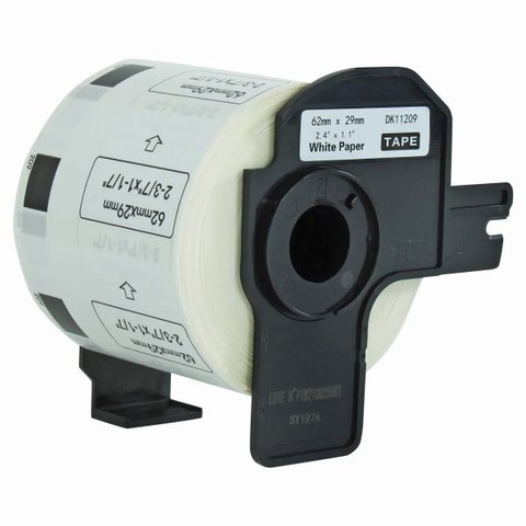 Rolo de Etiqueta Termica Compativel Brother Dk11209 - 29mmx62mm 800 Etiquetas Preto/branco