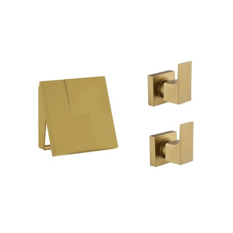 Kit Acabamento Descarga Hydra Padrão Deca e Docol + 2 Registro Chuveiro Dourado Fosco Alavanca Metal