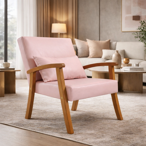 Kit 2 Poltronas Jade Tecido Corino para Sala de Estar Moderna Decorativa:rose