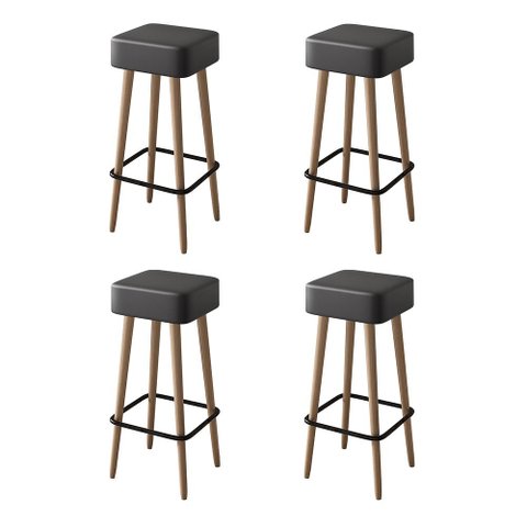 Kit 04 Banquetas Alta para Cozinha Área Gourmet Dubai Couríssimo Preto - Abmaza
