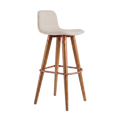 Banqueta Alta Linea Luxo Estrutura Aço Cobre Assento Linho para Cozinha Americana - Cobre/Palha