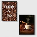 Ver imagem 2 de Kit 2 Quadros Cantinho Do Café Fotografia 45x34cm:Madeira preta