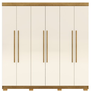Guarda Roupa Casal 6 Portas Elegance sem Espelho Nature Champanhe Móveis Vila Rica