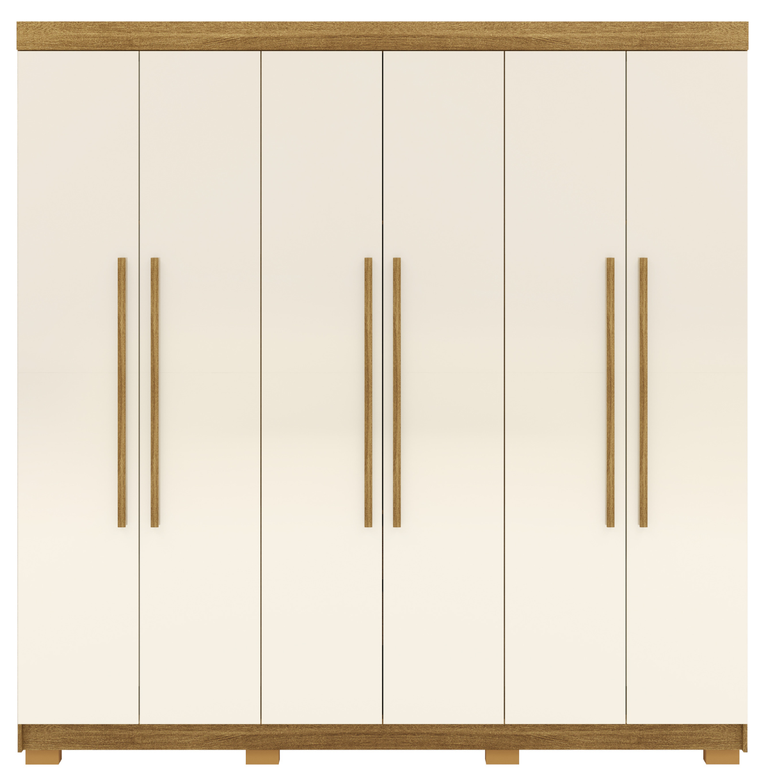 Guarda Roupa Casal 6 Portas Elegance sem Espelho Nature Champanhe Móveis Vila Rica