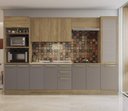 Ver imagem 1 de Armário de Cozinha Modulada Completa Reta 7 Peças 3,20m 250 Botanic Kappesberg - Nogueira/fendi