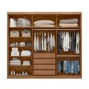 Ver imagem 4 de Guarda Roupa Casal Aurora 3 Portas Correr 4 Gavetas MDF Espelho Amêndola Touch- Off White Demóbile