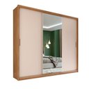 Ver imagem 1 de Guarda Roupa Casal Aurora 3 Portas Correr 4 Gavetas MDF Espelho Amêndola Touch- Off White Demóbile