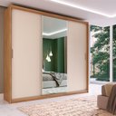 Ver imagem 2 de Guarda Roupa Casal Aurora 3 Portas Correr 4 Gavetas MDF Espelho Amêndola Touch- Off White Demóbile