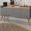Ver imagem 2 de Aparador Buffet Gold de Sala 4 Portas Pes Palito Cinza Mel Primus