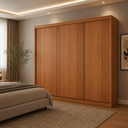 Ver imagem 2 de Guarda Roupa Casal 3 Portas de Correr 4 Gavetas 100% MDF Oslo Rufato - Nature