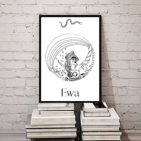 Quadro Decorativo Ewá Orixá- Umbanda 45x34cm - com Vidro:madeira Branca