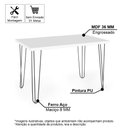 Ver imagem 2 de Mesa de Jantar Retangular 4 Lugares 140x75 Base de Ferro Hairpin Branco