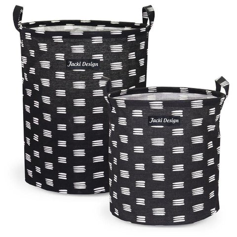 Kit 2 Cestos Multiuso Tecido 43l e 23l Preto Riscas