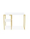 Ver imagem 3 de Mesa de Apoio Escrivaninha com Estante Prateleira Nic 900 mm Cor:Dourado/Branco