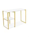 Ver imagem 2 de Mesa de Apoio Escrivaninha com Estante Prateleira Nic 900 mm Cor:Dourado/Branco