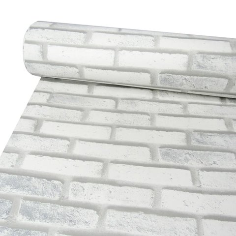 Vinil Adesivo de Piso e Parede Tijolinho Branco 3d Lavável Autocolante Texturizado Realista