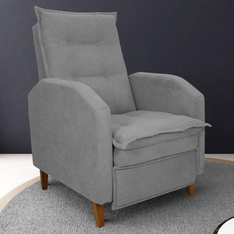 Poltrona Reclinável Milan Tecido Boucle Espuma D23 Cinza Matrix
