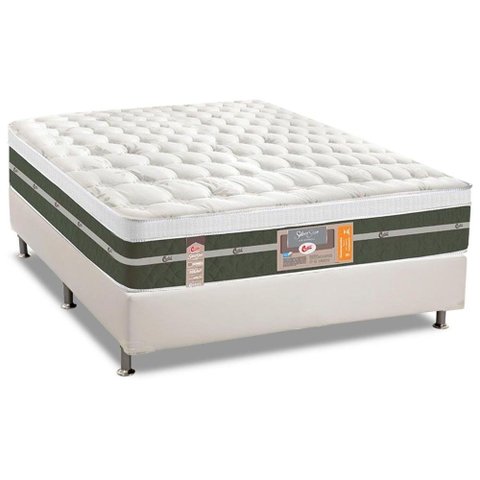 Cama Box Casal: Colchão Molas Bonnel Castor Silver Star Air + Base CRC Courano White(138x188)