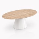 Ver imagem 2 de Mesa de Jantar Cone Oval 120x80 cm Tampo Mármore Travertino Base Laca Branca