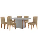 Ver imagem 2 de Mesa de Jantar Diane 180cm Tampo Mdf Vidro com 6 Cadeiras Lisboa Moderna Mobília