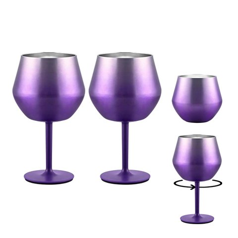 Taca Copo Termico Inox 2 em 1 Kit 2 Uni Bebida Coquetel Drink Vinho Elegante Moderno Festa Evento Pr