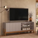 Ver imagem 1 de Rack para Tv até 75 Polegadas Bancada New Aurora Grigio Marrom Canela