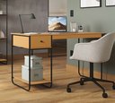 Ver imagem 2 de Mesa Escrivaninha Criare com Prateleira Escritório Moderno Estilo Industrial Nicho Gaveta Cor Nature