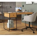 Ver imagem 2 de Mesa Escrivaninha Criare com Prateleira Escritório Moderno Estilo Industrial Nicho Gaveta Cor Nature