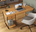 Ver imagem 3 de Mesa Escrivaninha Criare com Prateleira Escritório Moderno Estilo Industrial Nicho Gaveta Cor Nature